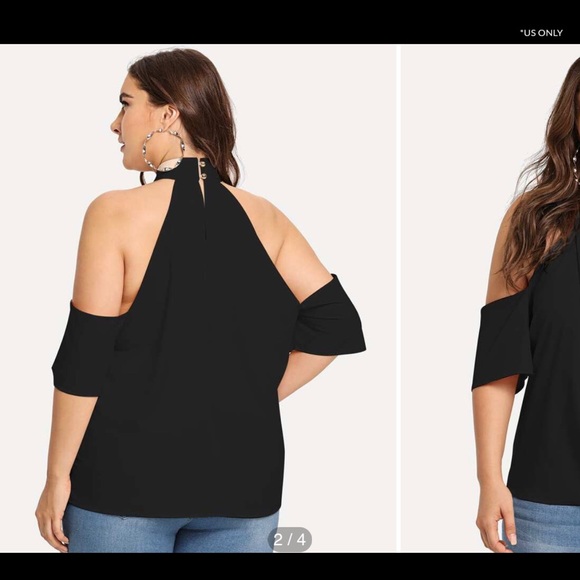 Open Shoulder Cross Halter Top - Picture 3 of 3